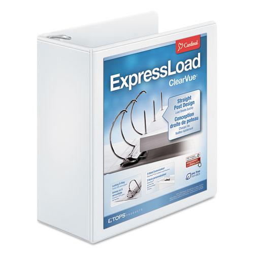 ExpressLoad ClearVue Locking D-Ring Binder, 3 Rings, 4" Capacity, 11 x 8.5, White. Picture 1