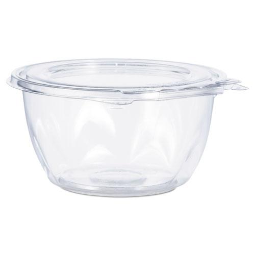 Tamper-Resistant, Tamper-Evident Bowls with Flat Lid, 16 oz, 5.5" Diameter x 2.7"h, Clear, 240/Carton. The main picture.