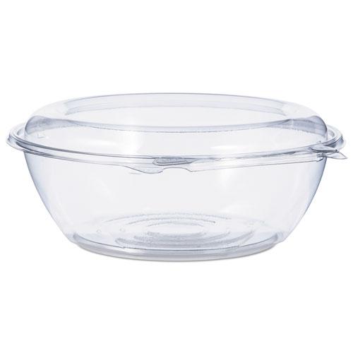 Tamper-Resistant, Tamper-Evident Bowls with Dome Lid, 48 oz, 8.9" Diameter x 3.4"h, Clear, 100/Carton. The main picture.
