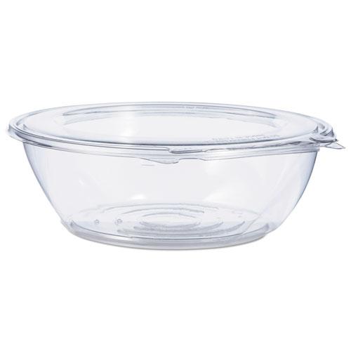 Tamper-Resistant, Tamper-Evident Bowls with Flat Lid, 48 oz, 8.9" Diameter x 2.8"h, Clear, 100/Carton. The main picture.