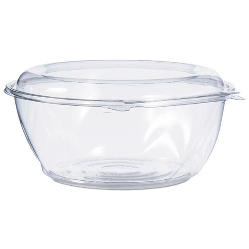 Tamper-Resistant, Tamper-Evident Bowls with Dome Lid, 64 oz, 8.9" Diameter x 4"h, Clear, Plastic, 100/Carton. Picture 1