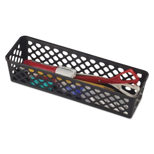 Recycled Supply Basket, Plastic, 10.13 x 3.06 x 2.38, Black, 3/Pack. Picture 1