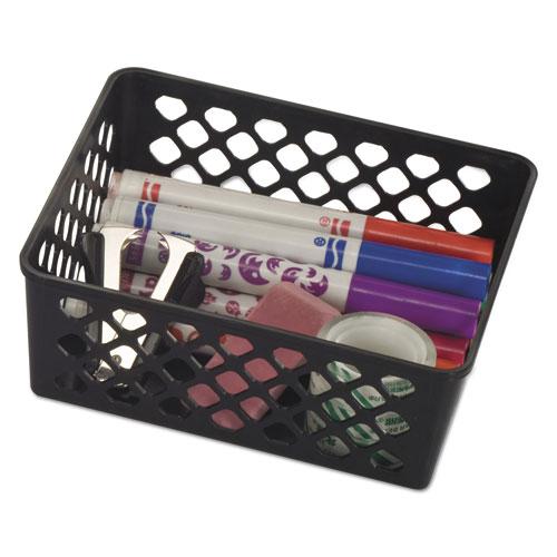 Recycled Supply Basket, Plastic, 6.13 x 5 x 2.38, Black, 3/Pack. Picture 1