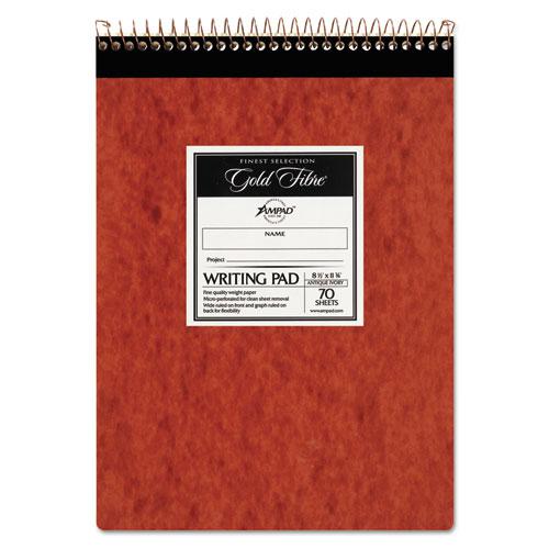 Gold Fibre Retro Wirebound Writing Pads, Wide/Legal and Quadrille Rule, Red Cover, 70 White 8.5 x 11.75 Sheets. Picture 1