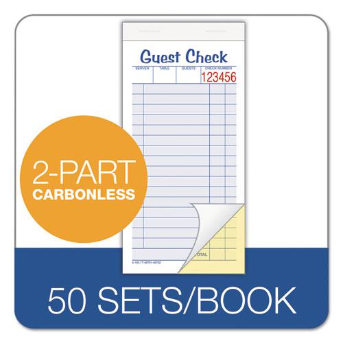 Guest Check Pad, Two-Part Carbonless, 6.38 x 3.38, 50 Forms Total. Picture 3