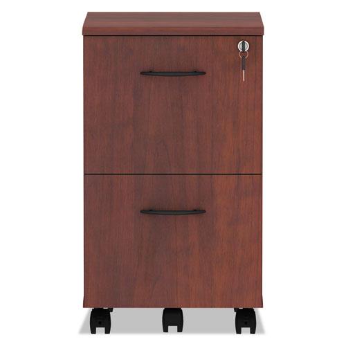 Alera Valencia Series Mobile Pedestal, Left or Right, 2 Legal/Letter-Size File Drawers, Medium Cherry, 15.38" x 20" x 26.63". Picture 2
