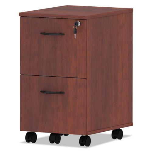 Alera Valencia Series Mobile Pedestal, Left or Right, 2 Legal/Letter-Size File Drawers, Medium Cherry, 15.38" x 20" x 26.63". Picture 3