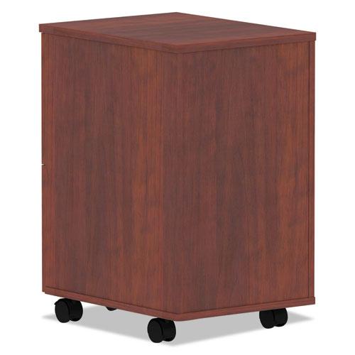 Alera Valencia Series Mobile Pedestal, Left or Right, 2 Legal/Letter-Size File Drawers, Medium Cherry, 15.38" x 20" x 26.63". Picture 4