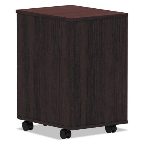 Alera Valencia Series Mobile Pedestal, Left or Right, 2 Legal/Letter-Size File Drawers, Mahogany, 15.38" x 20" x 26.63". Picture 4