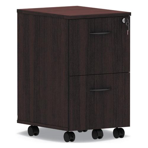 Alera Valencia Series Mobile Pedestal, Left or Right, 2 Legal/Letter-Size File Drawers, Mahogany, 15.38" x 20" x 26.63". Picture 1