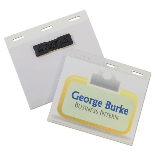 Self-Laminating Magnetic Style Name Badge Holder Kit, 3" x 4", Clear, 20/Box. Picture 1