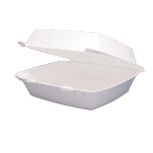 Foam Hinged Lid Containers, 1-Compartment, 8.38 x 7.78 x 3.25, White, 200/Carton. The main picture.