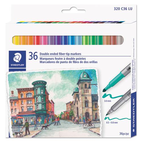 Double Ended Markers, Assorted Bullet Tips, Assorted Colors, 36/Pack. Picture 1