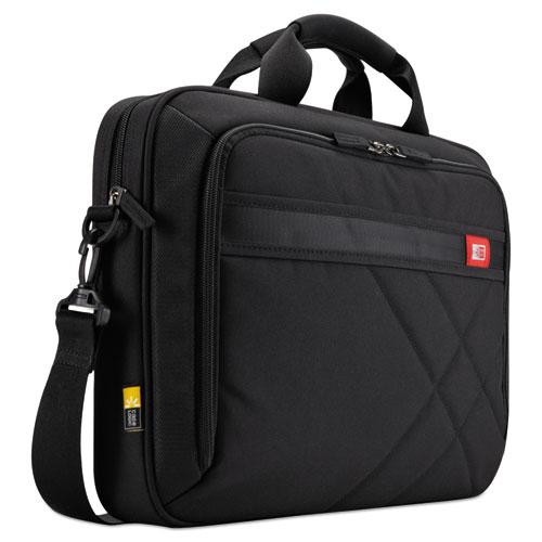 Diamond Briefcase, Fits Devices Up to 15.6", Polyester, 16.1 x 3.1 x 11.4, Black. Picture 1