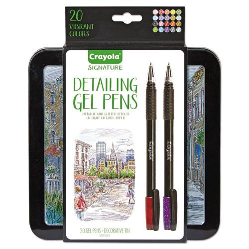 Detailing Gel Pen, Stick, Medium 1 mm, Assorted Ink Colors, Black Barrel, 20/Pack. Picture 1
