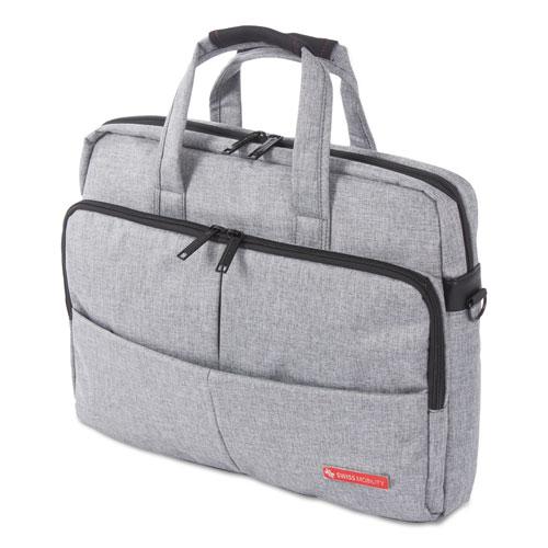 Sterling Slim Briefcase, Fits Devices Up to 15.6", Polyester, 3 x 3 x 11.75, Gray. Picture 1