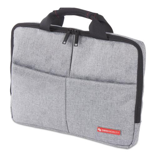 Sterling Slim Briefcase, Fits Devices Up to 14.1", Polyester, 1.75 x 1.75 x 10.25, Gray. Picture 1