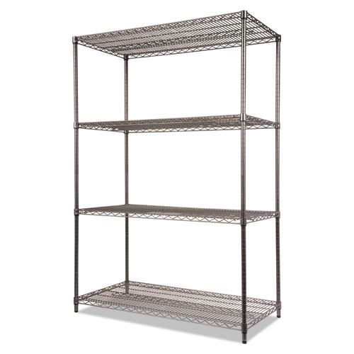 Wire Shelving Starter Kit, Four-Shelf, 48w x 24d x 72h, Black Anthracite. Picture 3