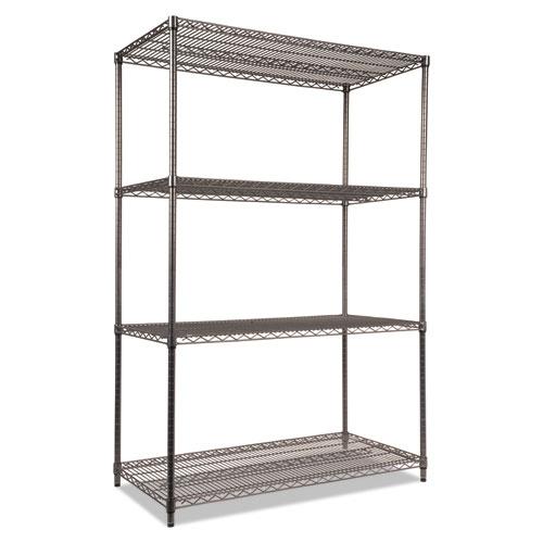 Wire Shelving Starter Kit, Four-Shelf, 48w x 24d x 72h, Black Anthracite. The main picture.