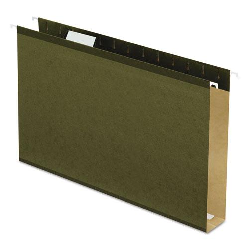Extra Capacity Reinforced Hanging File Folders with Box Bottom, 2" Capacity, Legal Size, 1/5-Cut Tabs, Green, 25/Box. Picture 1
