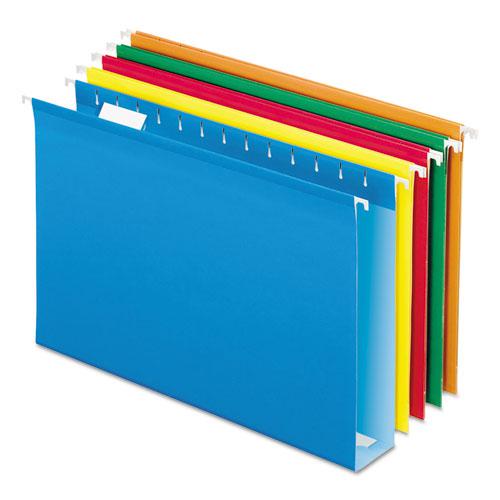 Extra Capacity Reinforced Hanging File Folders with Box Bottom, 2" Capacity, Legal Size, 1/5-Cut Tabs, Assorted Colors,25/BX. Picture 1