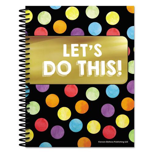 Teacher Planner, Weekly/Monthly, Two-Page Spread (Seven Classes), 10.88 x 8.38, Balloon Theme, Black Cover. Picture 1