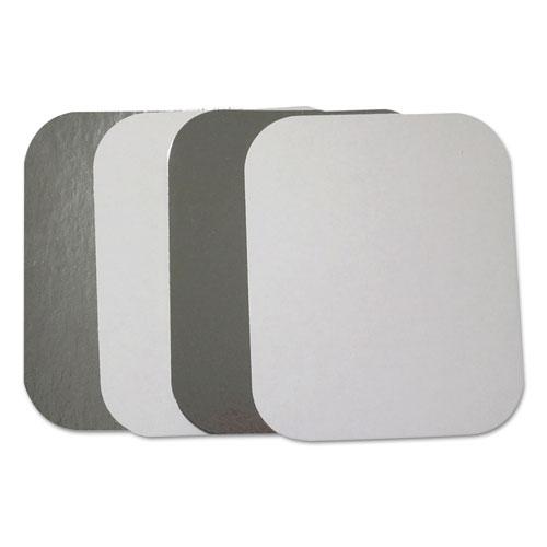 Flat Board Lids, For 1 lb Oblong Pans, Silver, Paper, 1,000 /Carton. Picture 1