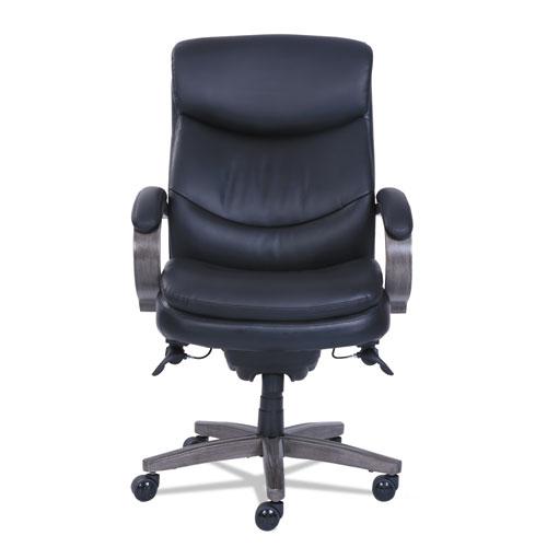 Woodbury High-Back Executive Chair, Supports Up to 300 lb, 20.25" to 23.25" Seat Height, Black Seat/Back, Weathered Gray Base. Picture 2