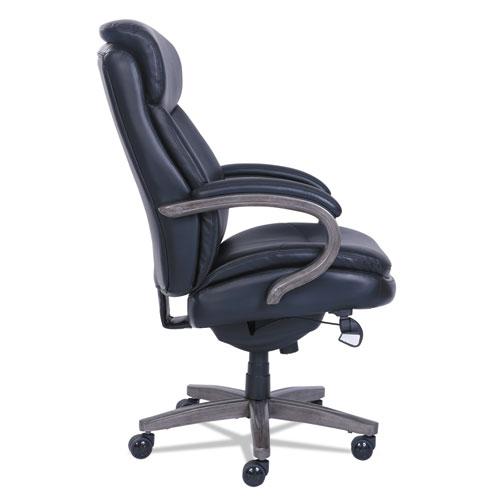 Woodbury High-Back Executive Chair, Supports Up to 300 lb, 20.25" to 23.25" Seat Height, Black Seat/Back, Weathered Gray Base. Picture 3