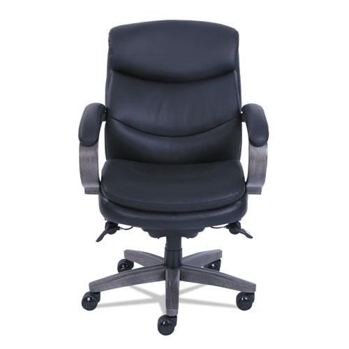 Woodbury Mid-Back Executive Chair, Supports Up to 300 lb, 18.75" to 21.75" Seat Height, Black Seat/Back, Weathered Gray Base. Picture 2