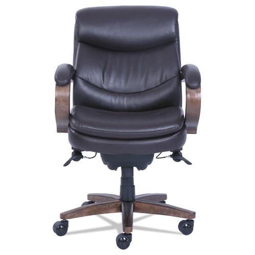 Woodbury Mid-Back Executive Chair, Supports Up to 300 lb, 18.75" to 21.75" Seat Height, Brown Seat/Back, Weathered Sand Base. Picture 2