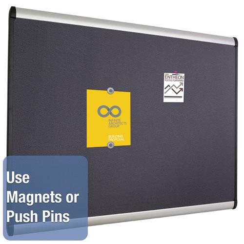 Prestige Plus Magnetic Fabric Bulletin Boards, 72 x 48, Gray Surface, Silver Aluminum Frame. Picture 3