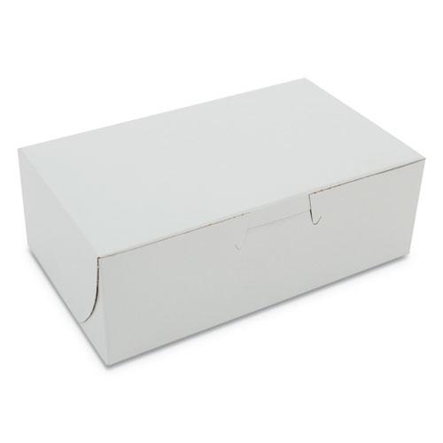 White One-Piece Non-Window Bakery Boxes, 6.25 x 3.75 x 2.13, White, Paper, 250/Bundle. Picture 1