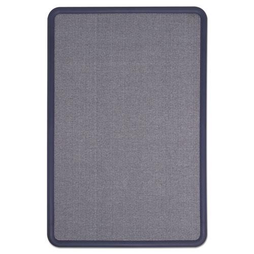 Contour Fabric Bulletin Board, 36 x 24, Light Blue Surface, Navy Blue Plastic Frame. Picture 8