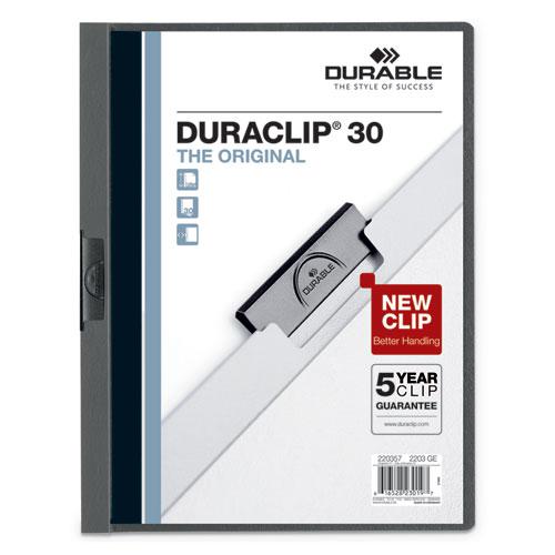 DuraClip Report Cover, Clip Fastener, 8.5 x 11,  Clear/Graphite, 25/Box. Picture 1