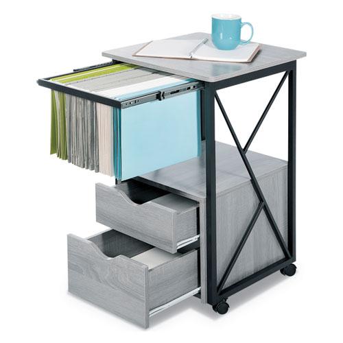 Mood Storage Pedestals with Open-Format Hanging File Rack, Left or Right, 2 Drawers: Box/File, Gray, 17.75" x 17.75" x 30". Picture 2