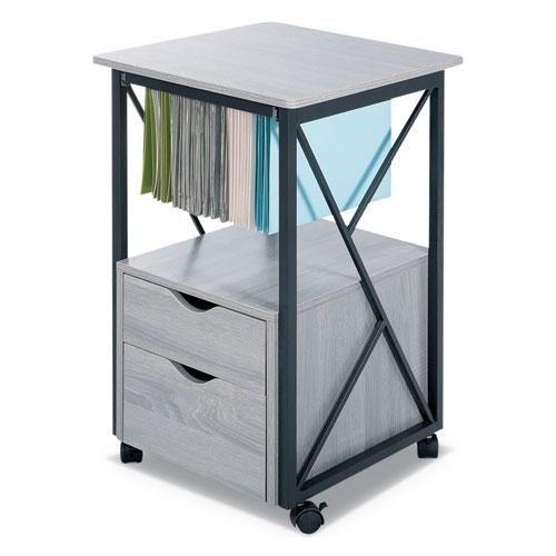 Mood Storage Pedestals with Open-Format Hanging File Rack, Left or Right, 2 Drawers: Box/File, Gray, 17.75" x 17.75" x 30". Picture 1
