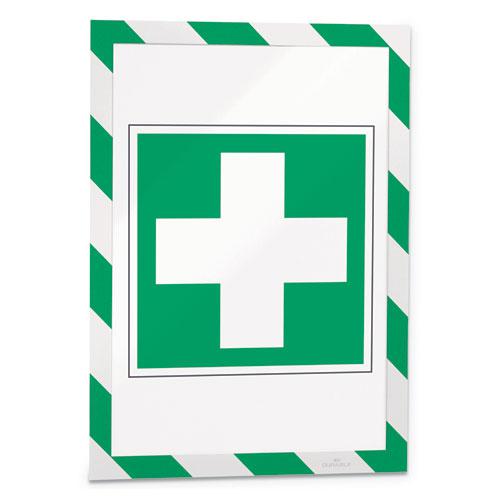 DURAFRAME Security Magnetic Sign Holder, 8.5 x 11, Green/White Frame, 2/Pack. Picture 3
