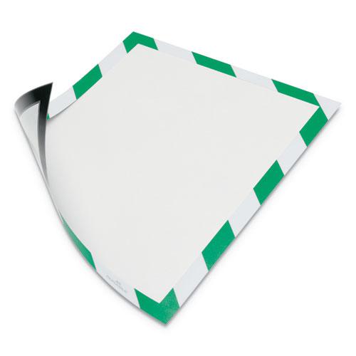 DURAFRAME Security Magnetic Sign Holder, 8.5 x 11, Green/White Frame, 2/Pack. Picture 1