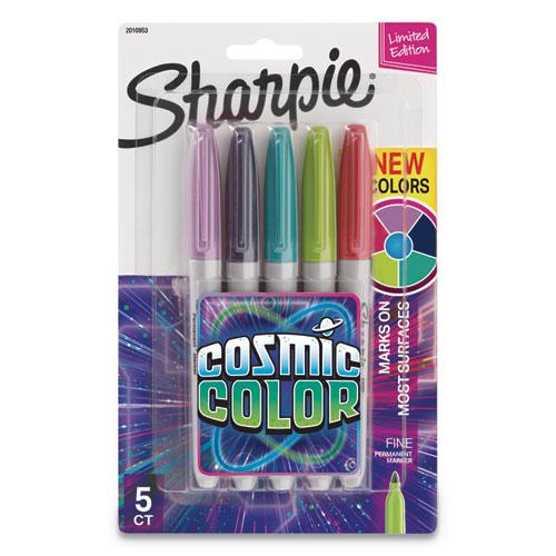 Cosmic Color Permanent Markers, Medium Bullet Tip, Assorted Cosmic Colors, 5/Pack. Picture 1