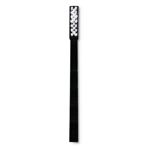 Flo-Pac Utility Toothbrush Style Maintenance Brush, White Nylon Bristles, 7.25" Brush, 7" Black Polypropylene Handle. Picture 2