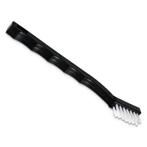 Flo-Pac Utility Toothbrush Style Maintenance Brush, White Nylon Bristles, 7.25" Brush, 7" Black Polypropylene Handle. Picture 3