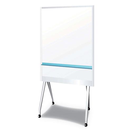Mobile Partition Board, 38.3 x 70.8, White Surface, Light Gray Aluminum Frame. Picture 1