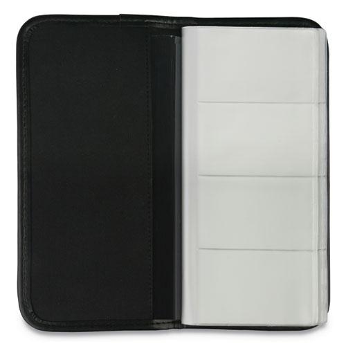 Business Card Holder, Holds 160 3.5 x 2 Cards, 4.75 x 10.13, Vinyl, Black. Picture 1