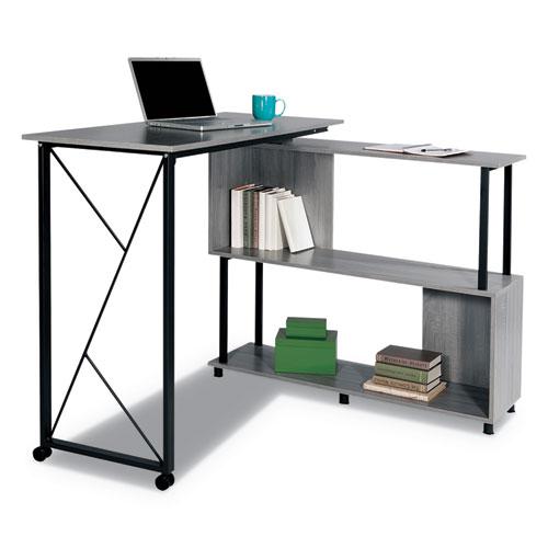 Mood Standing Height Desk, 53.25w x 21.75d x 42.25h, Gray. Picture 2