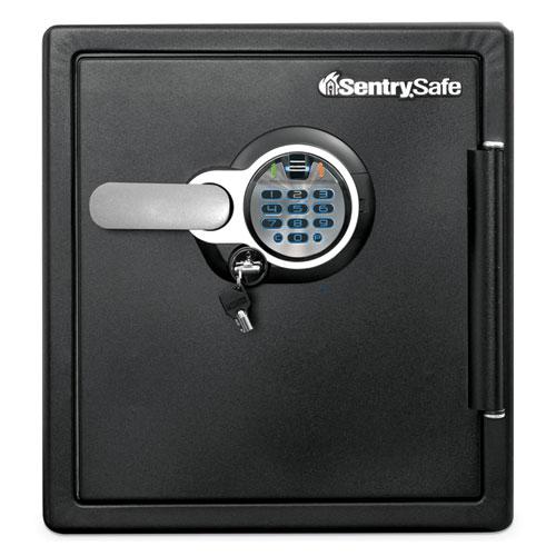 Fire-Safe with Biometric and Keypad Access, 1.23 cu ft, 16.3w x 19.3d x 17.8h, Black. Picture 1