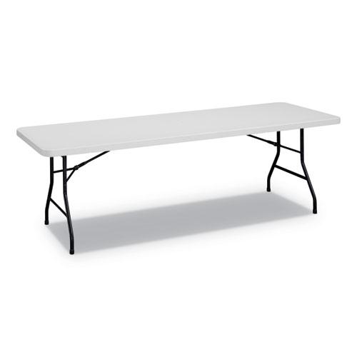 Rectangular Plastic Folding Table, 96w x 30d x 29.25h, Gray. Picture 1