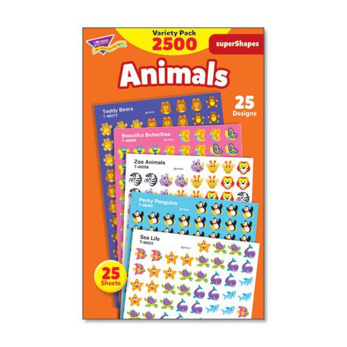 superSpots and superShapes Sticker Packs, Animal Antics, Assorted Colors, 2,500 Stickers. Picture 1