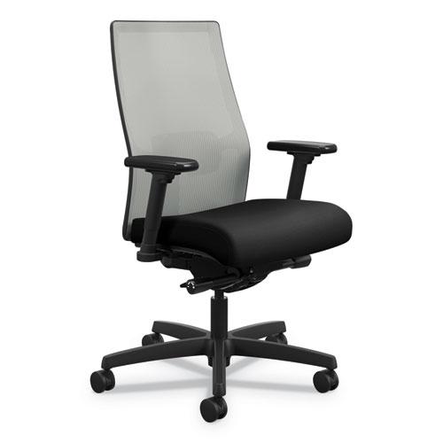 Ignition 2.0 4-Way Stretch Mid-Back Mesh Task Chair, Adjustable Lumbar Support, Black Seat, Fog Back, Black Base. Picture 1
