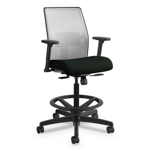 Ignition 2.0 Ilira-Stretch Mesh Back Task Stool, 32" Seat Height, Up to 300 lbs., Black Seat/Charcoal Back, Black Base. The main picture.
